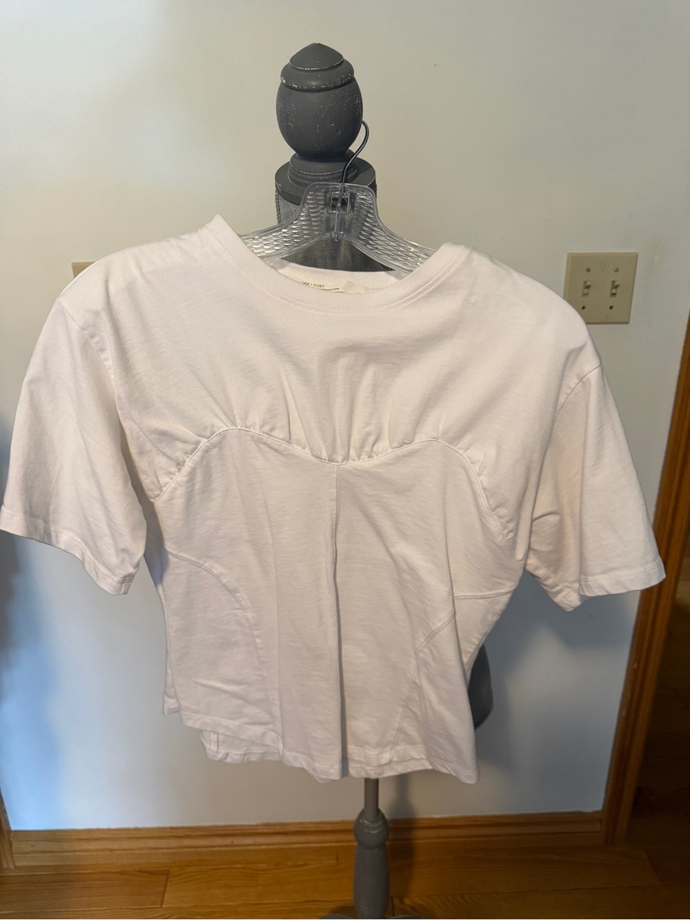 OAK + FORT White Short-Sleeve Corset-Style Tee